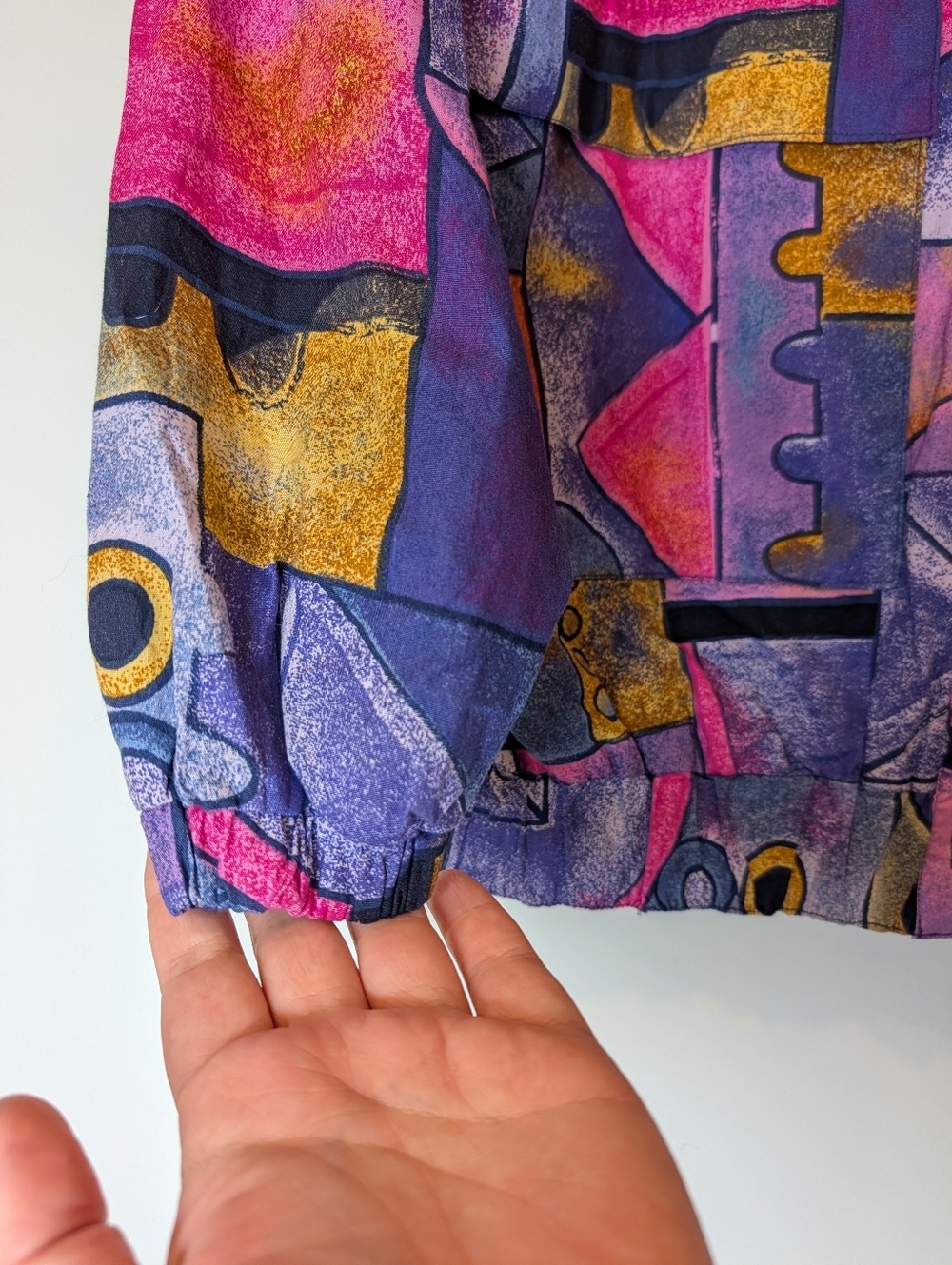 Vintage Abstract Print Jacket Pink Purple OSFM Fits L XL 90s Bold - Picture 8 of 12
